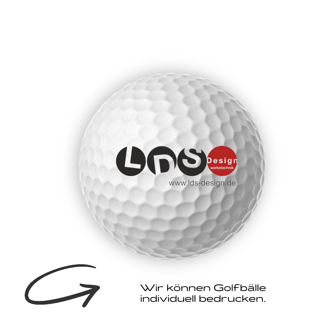 Golfball mit LDS Design Logo, individuell bedruckbar für personalisierte Werbung