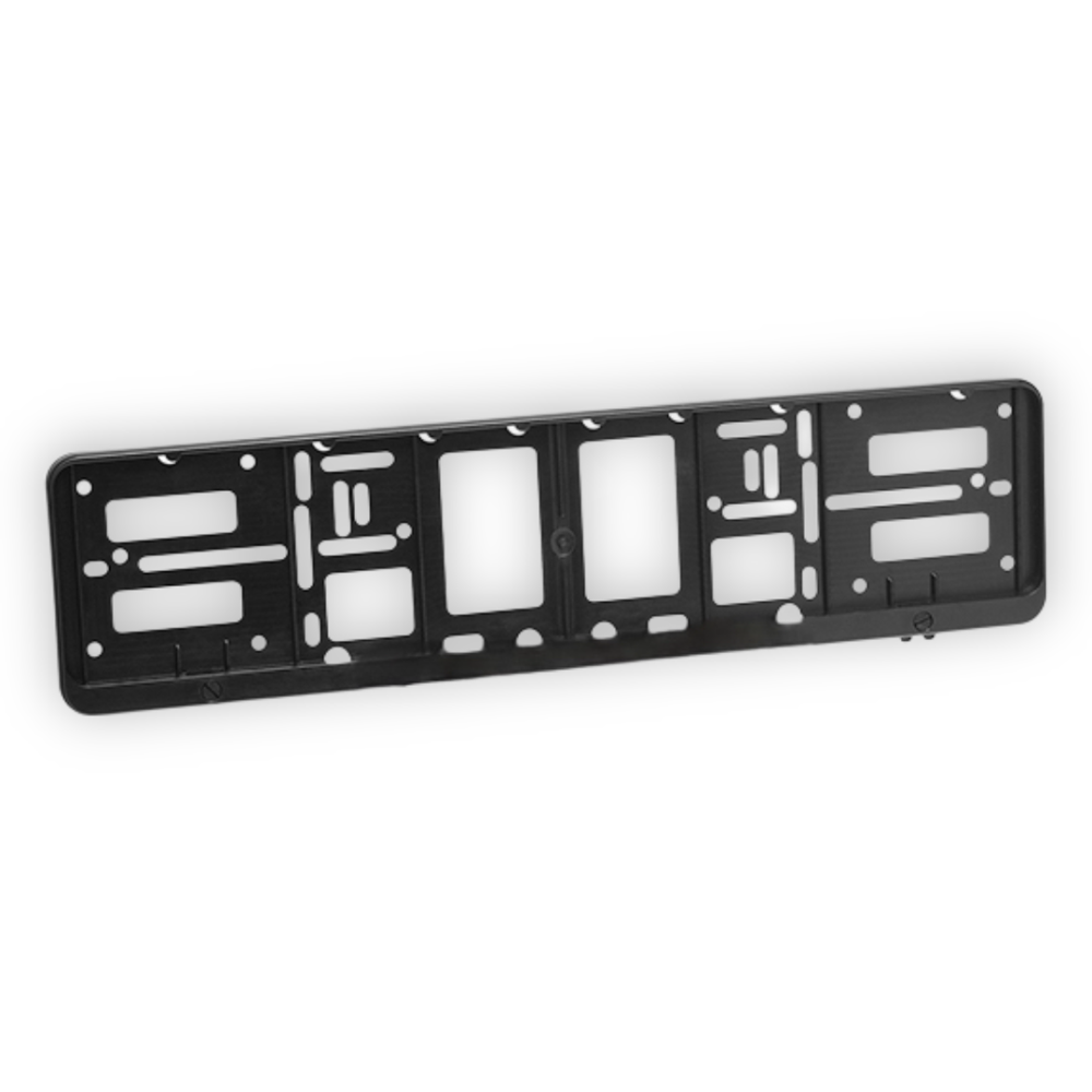 Schwarzer Kennzeichenhalter für Autos, universelle Größe, geeignet zur individuellen Bedruckung mit Firmenlogo oder Werbebotschaft