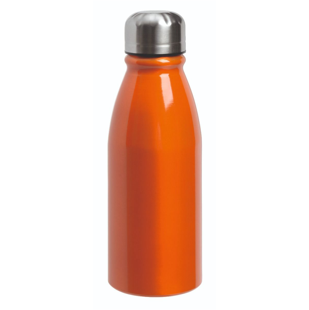 Orange Aluminium-Trinkflasche mit Edelstahlverschluss, ideal für den täglichen Gebrauch